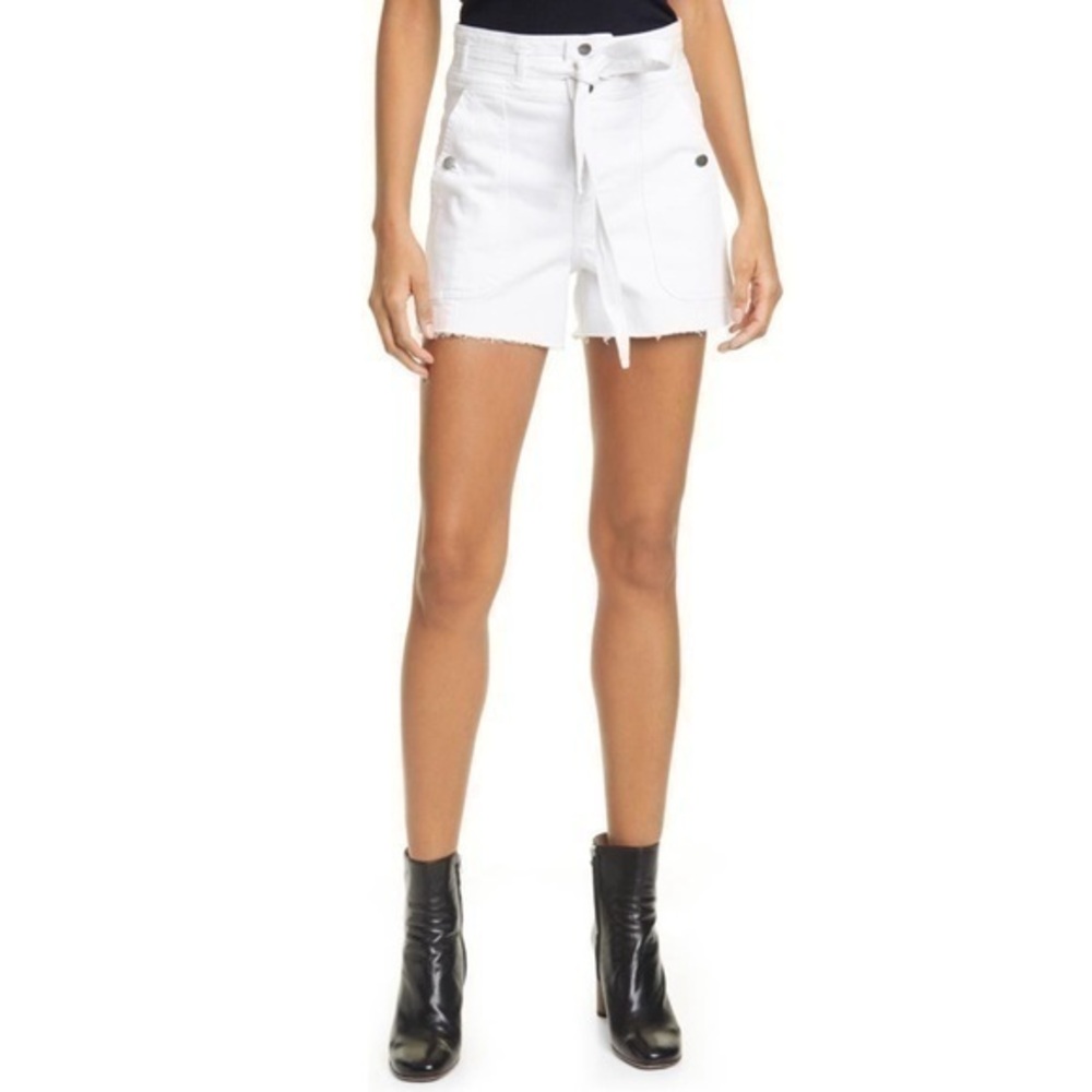 FRAME LE Brigette Triple Tie Waist Denim Shorts Blanc White NWT 28